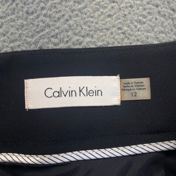 Calvin Klein Skirt Womans Size 12 Black Pencil Career Knee Length Casual Boss - Picture 3 of 12